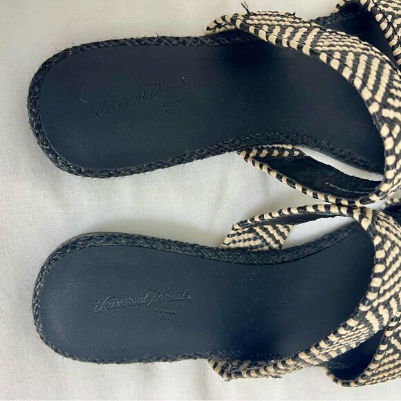 UNIVERSAL THREAD NWOT Woven Slide Sandal Flat Double Strap Black Cream Size 7 - Picture 8 of 10